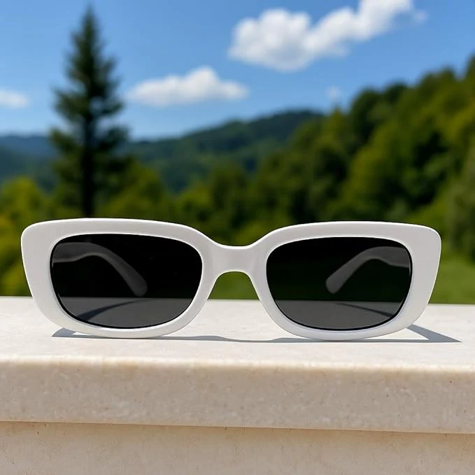 Rectangular White Sunglasses - Image 5