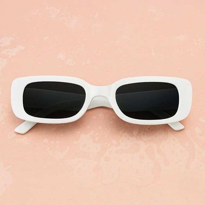Rectangular White Sunglasses - Image 6