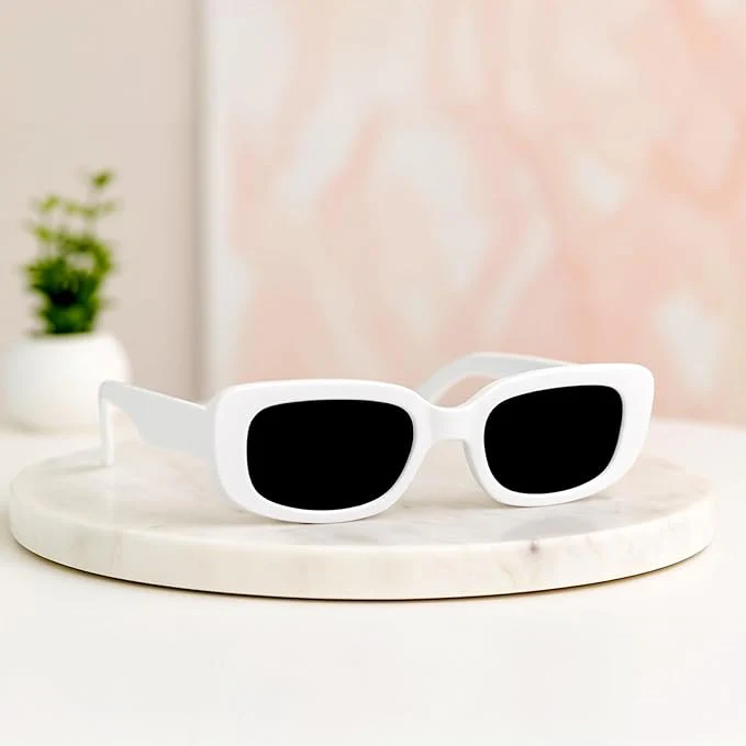 Rectangular White Sunglasses - Image 7