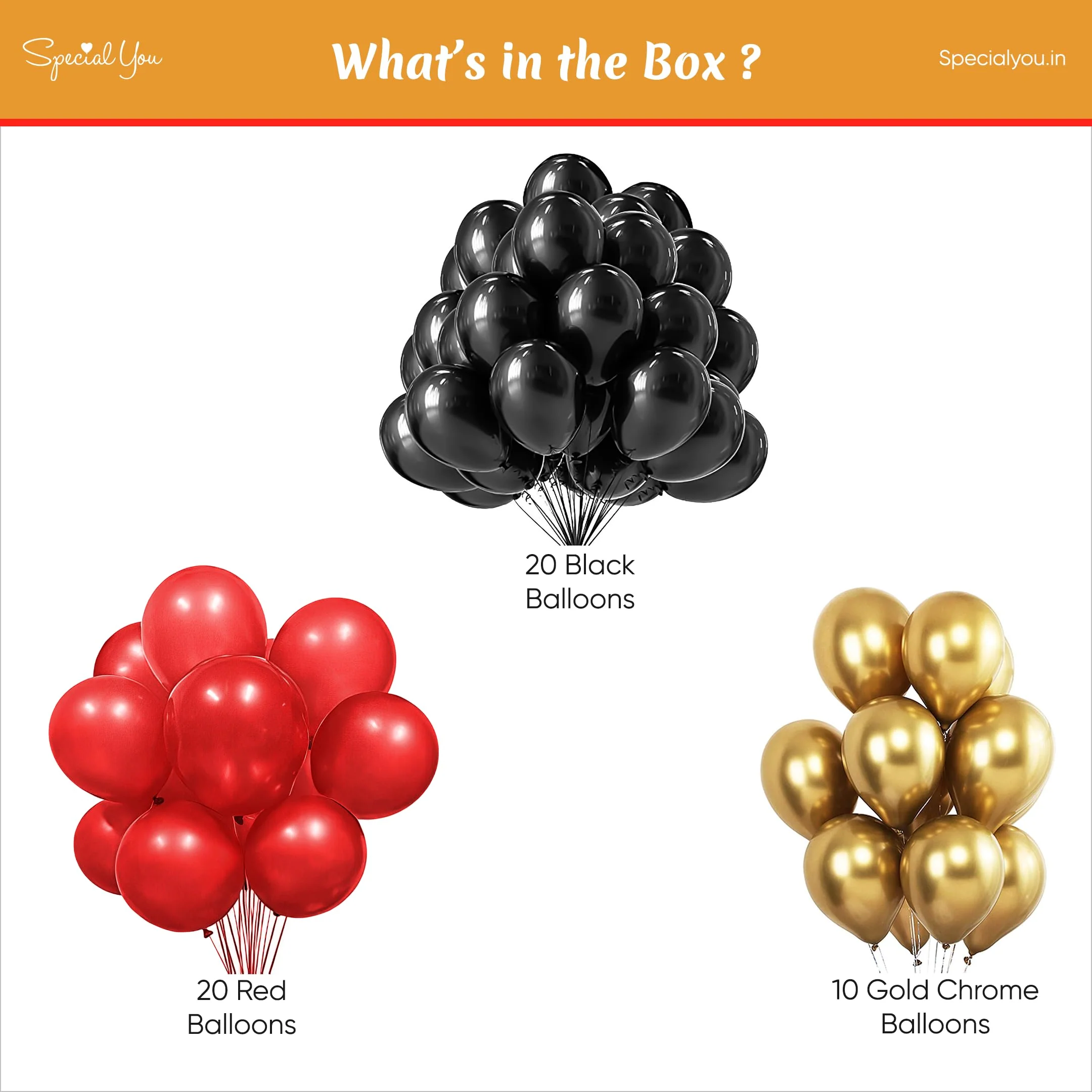 Red, black & Gold chrome balloon kit for Girls & Boys - Image 2