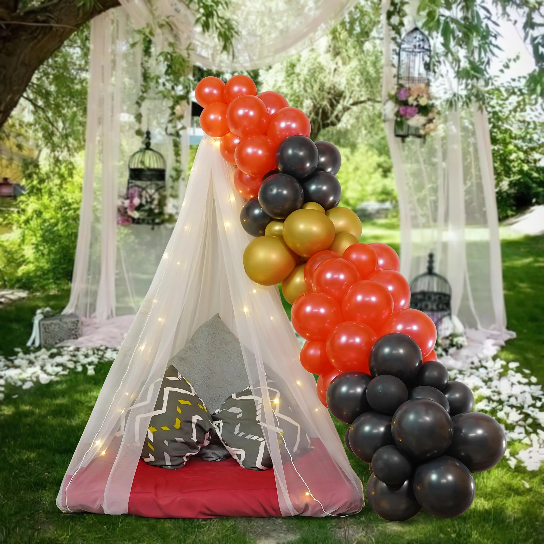Red, black & Gold chrome balloon kit for Girls & Boys - Image 3