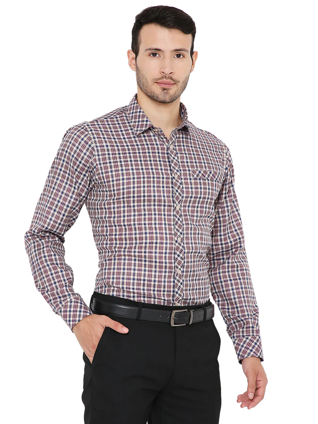 Red Checkered | Slim Fit | Formal Shirt - Image 4
