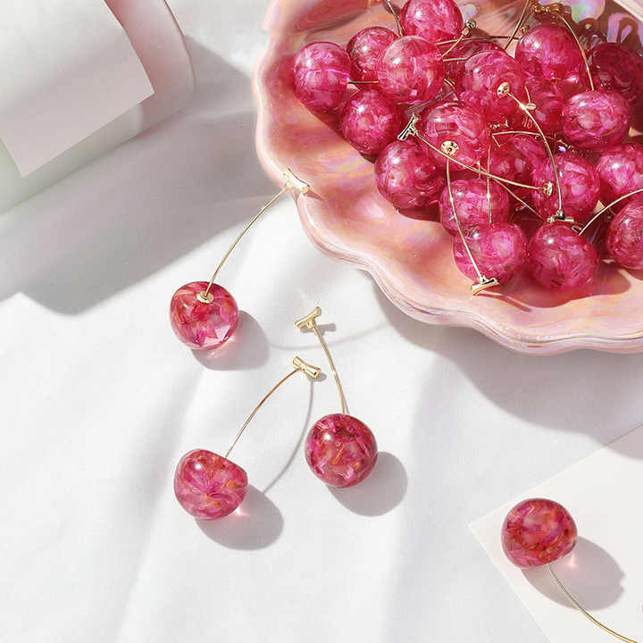 Red Cute Cherry Dangler Earring - Image 3