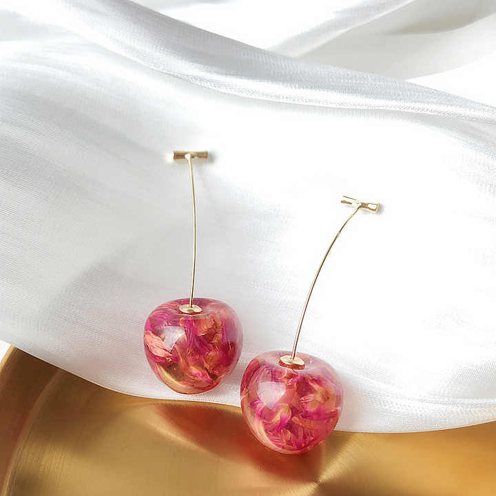 Red Cute Cherry Dangler Earring - Image 4