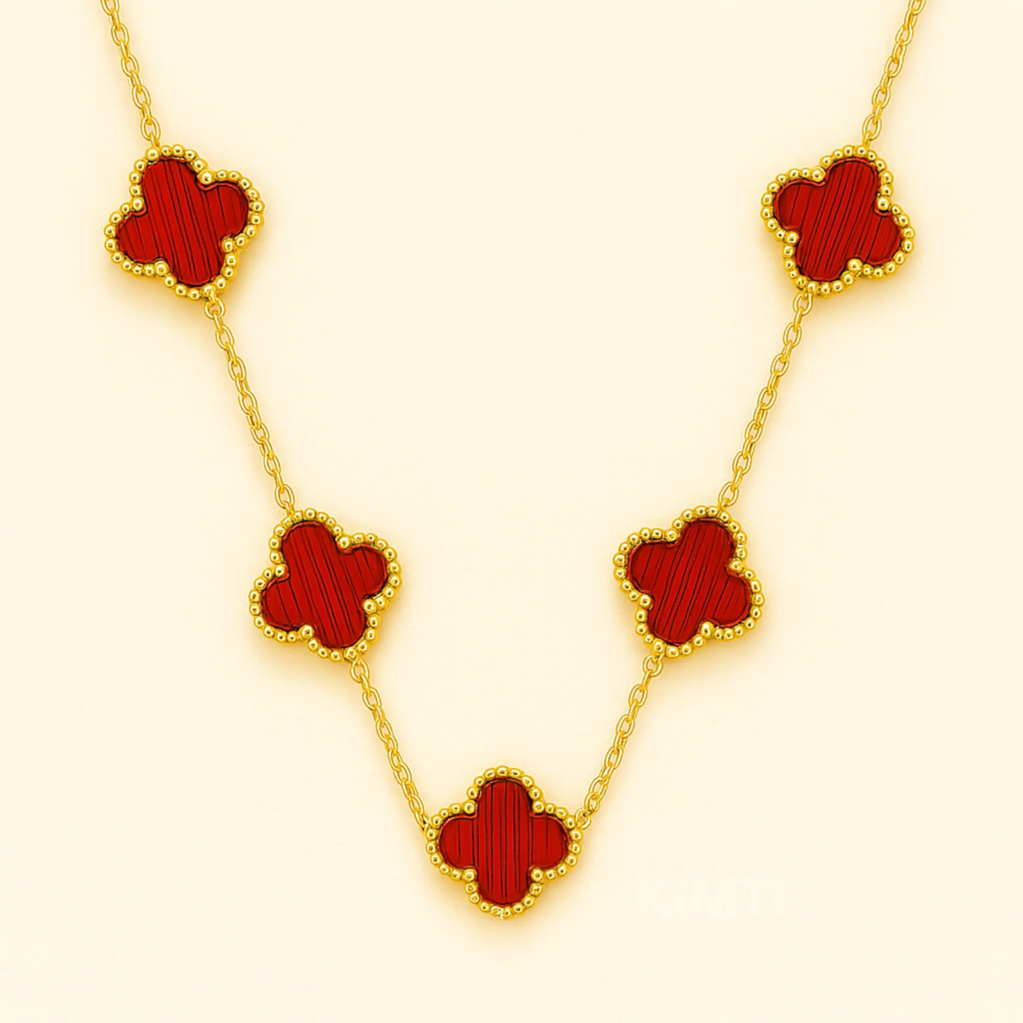 Red Dreamy Clover Anti Tarnish Necklace - Image 2