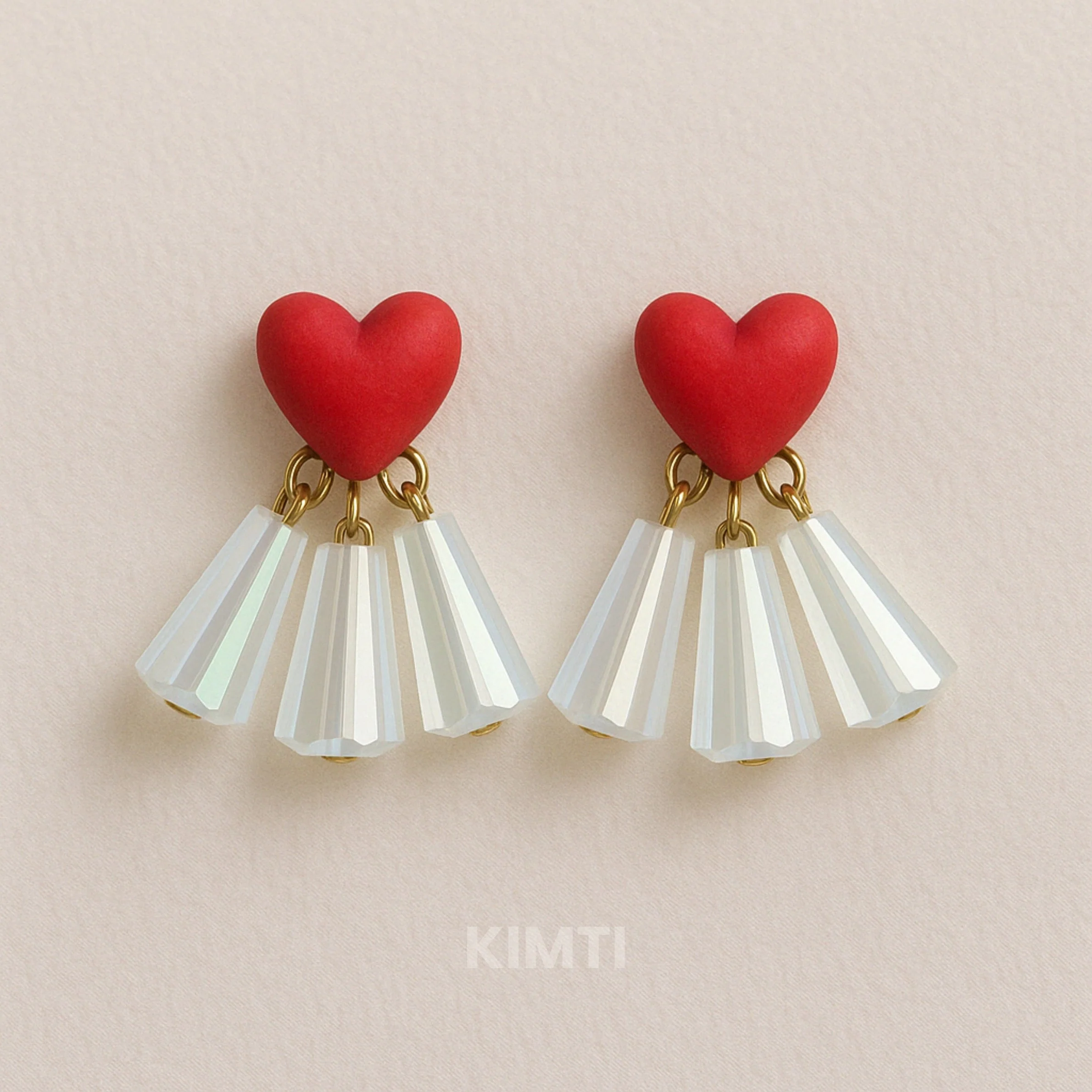 Red Heart Studs Earring