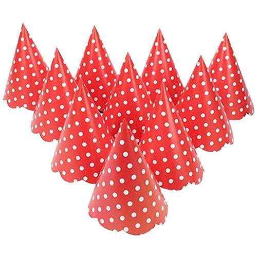 Red Polka Dot Happy Birthday Party Hat (Pack of 10) - Image 2