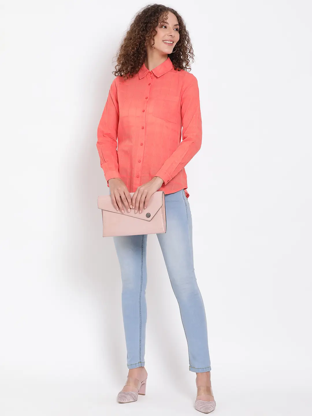 Red Self Checked Dobby Shirt - Image 7