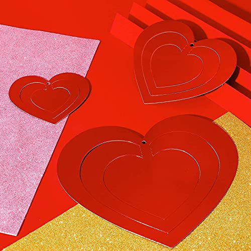Red Valentine 3D Love Heart Shape Hanging Strip Decoration Kit (Pack of 16) - Image 4