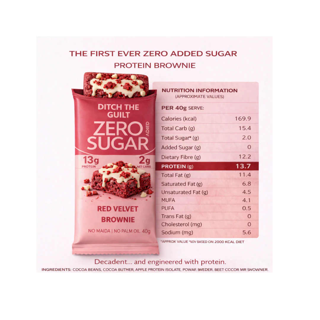 Red Velvet Protein Brownie • 13g Protein • Sugar Free High Protein Brownies • 40g - Image 3