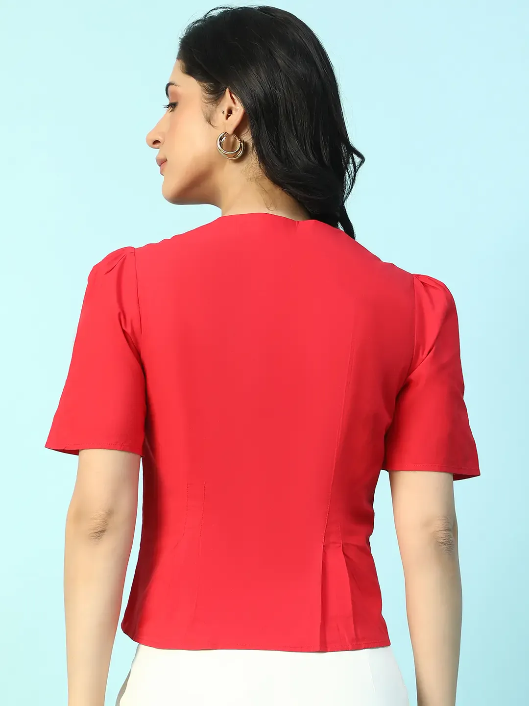 Red Women’s Cotton Top with Buttons - Image 3