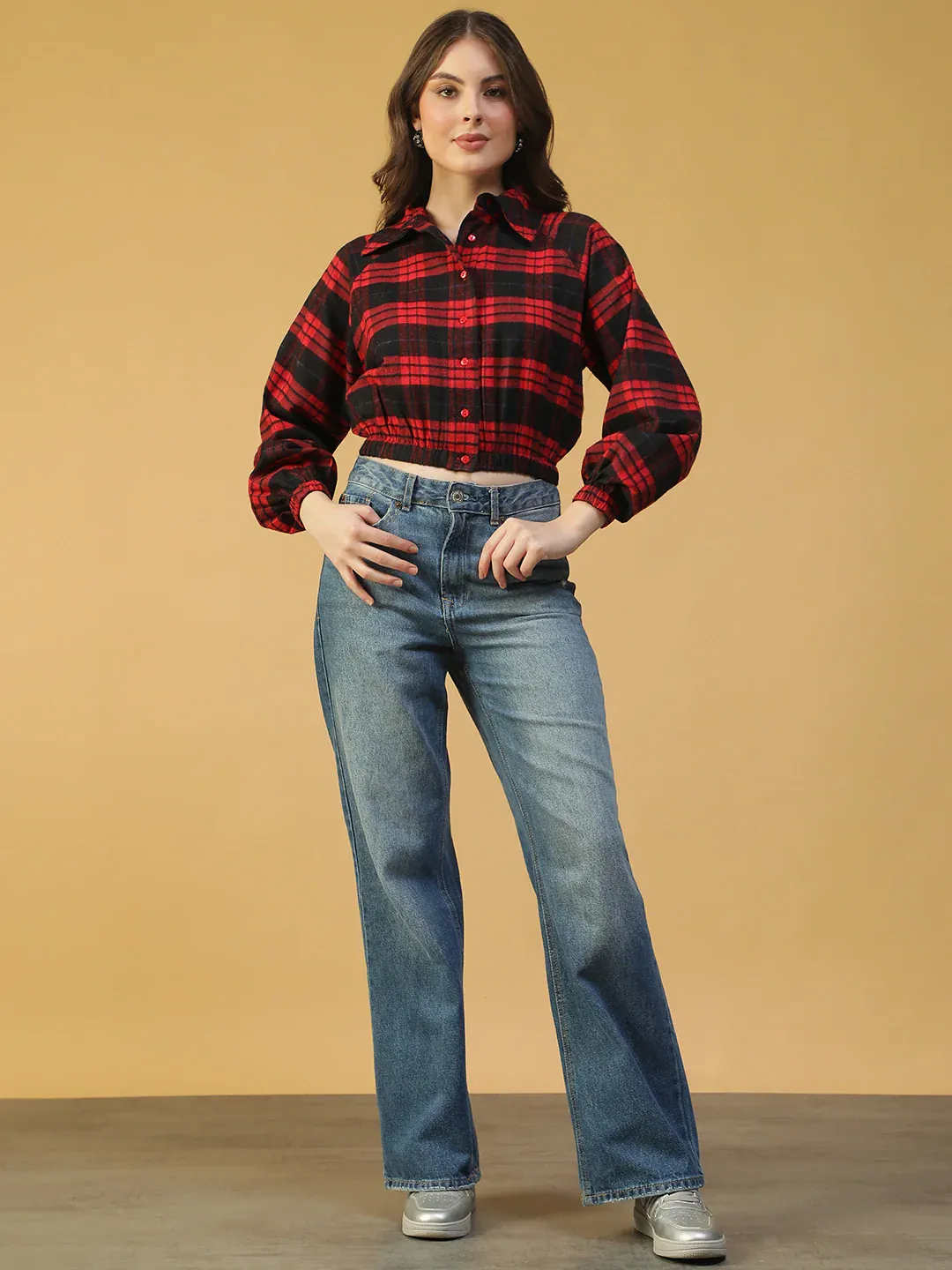 Red Women’s Shirt with Collar & Button-Down Front - Image 8