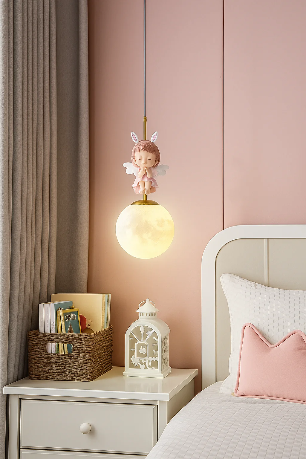 Resin Angel Pendant Children's Room Light Gold Nordic Mini Long Hanging Ceiling Lamp - Image 2