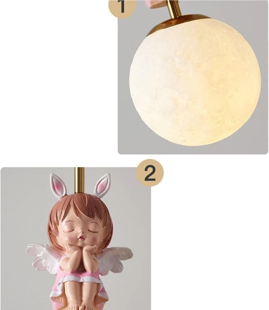 Resin Angel Pendant Children's Room Light Gold Nordic Mini Long Hanging Ceiling Lamp - Image 7