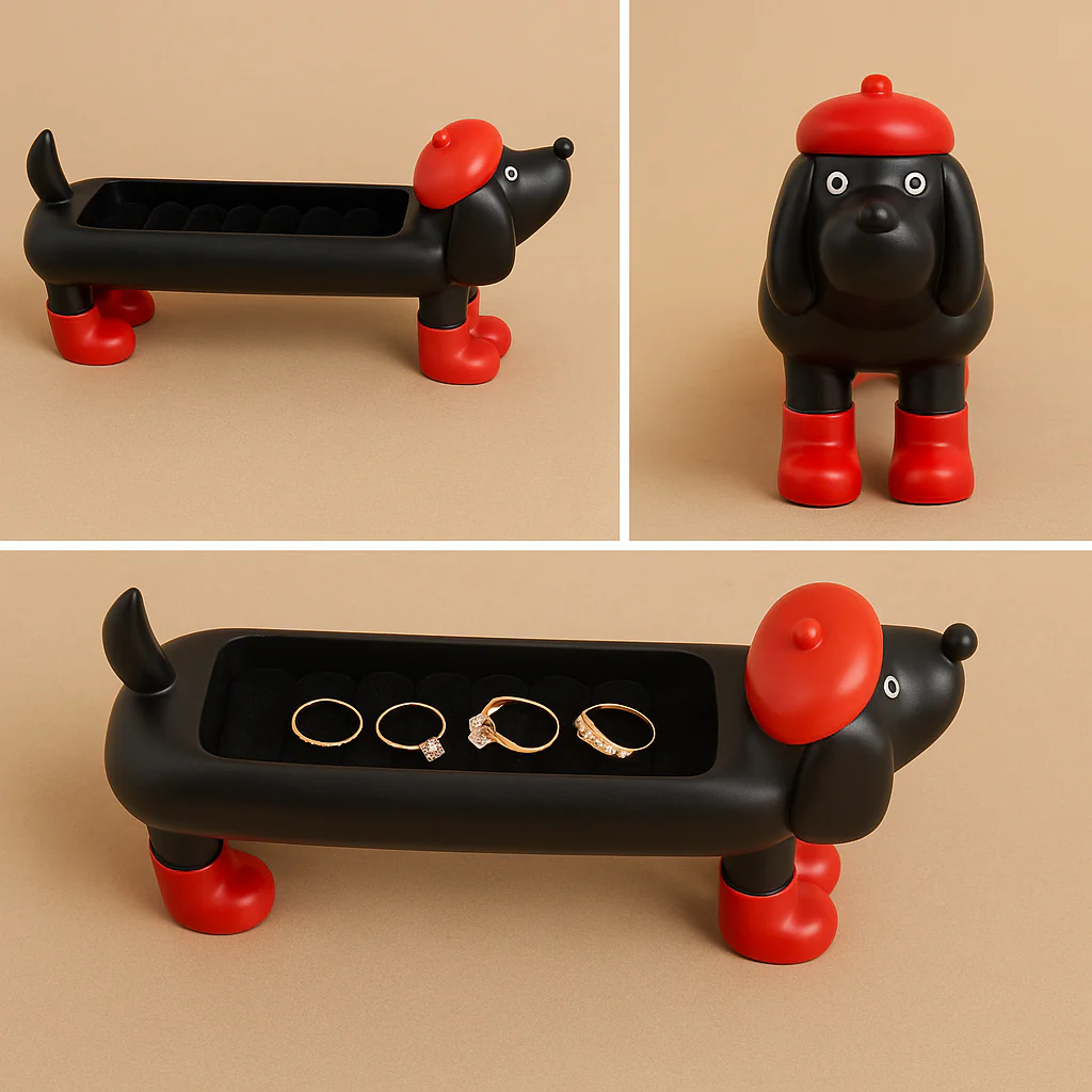 Resin Dog-Shaped Ring Organizer |,Jewelry Holder for Rings - Image 5