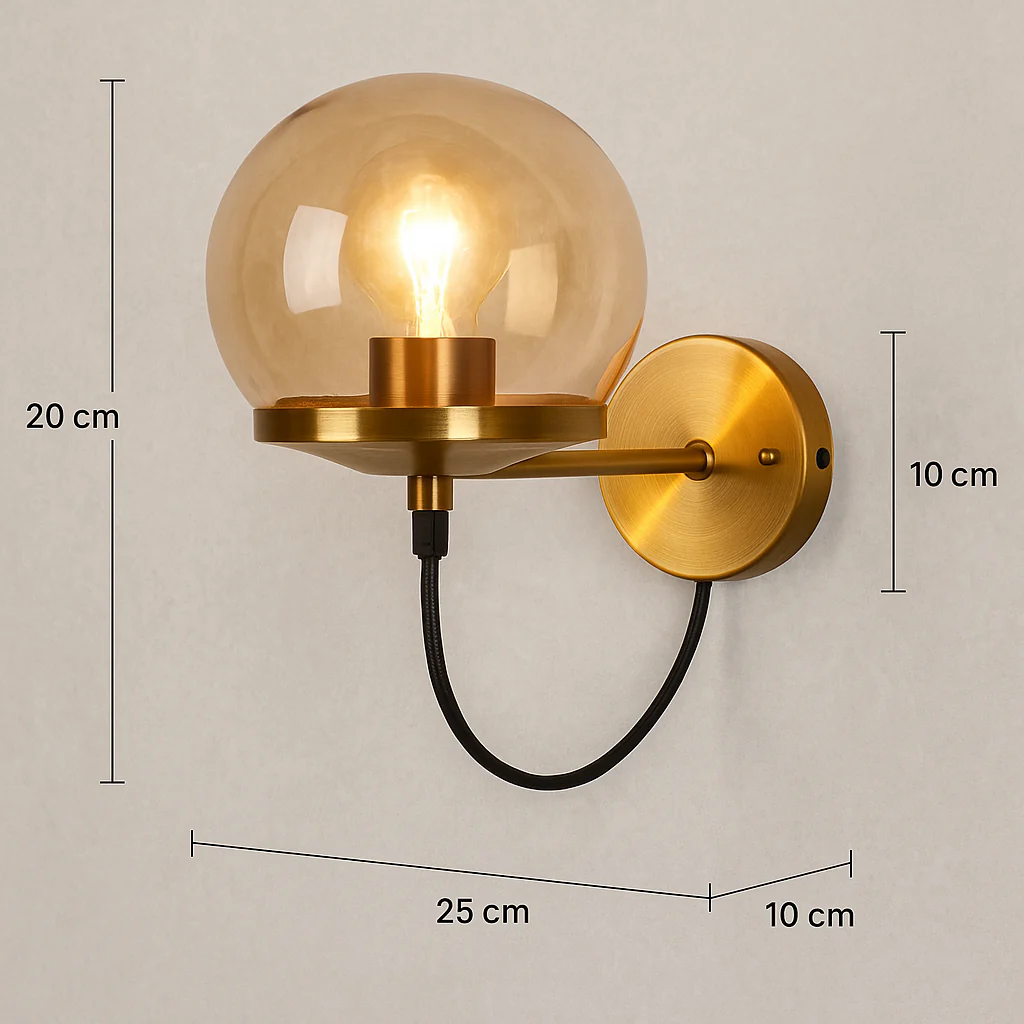Retro Indoor Wall Light with Glass Shade - Image 4