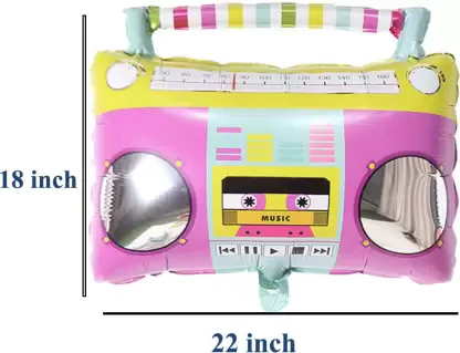 Retro Music Boom box Birthday Balloon Bouquet (Multicolor) (Pack of 5) - Image 2
