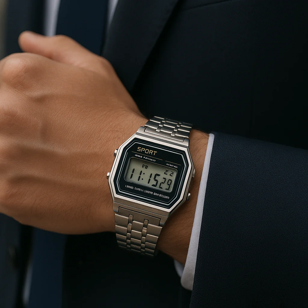 Retro Sport Digital Watch – Steel Classic - Image 2