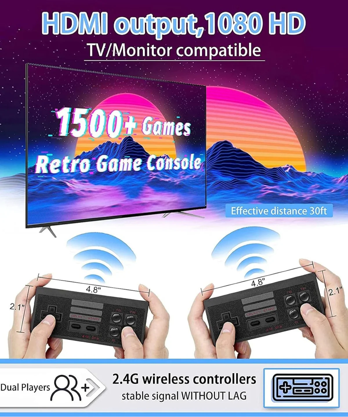 RetroTV: Ultimate 90s HDMI Retro Game Stick with Plug & Play Wireless HD 1080p Gaming for Up to 2 Players - Image 9