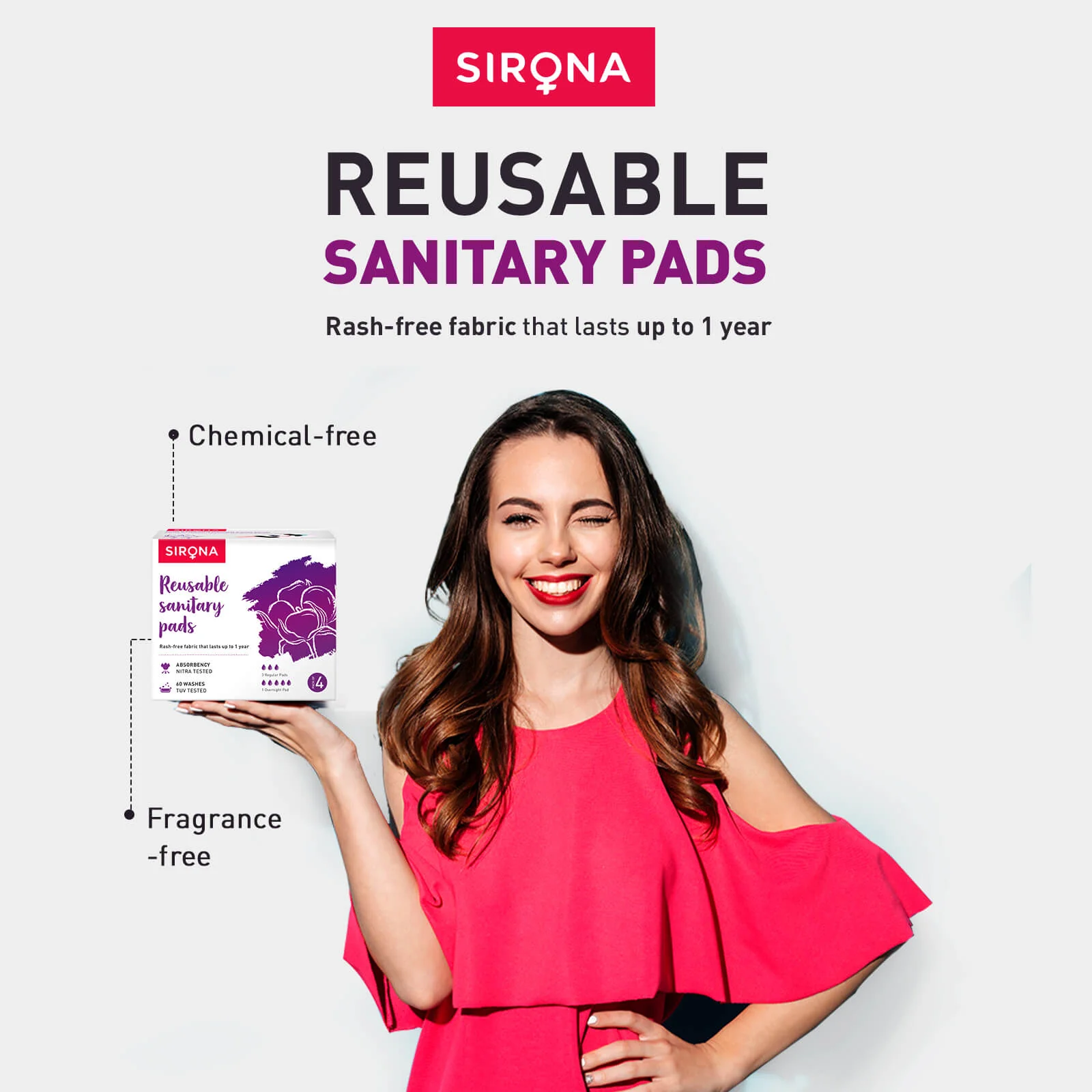 Reusable Sanitary Pads (1 Pack of 4 Pads) - Image 3