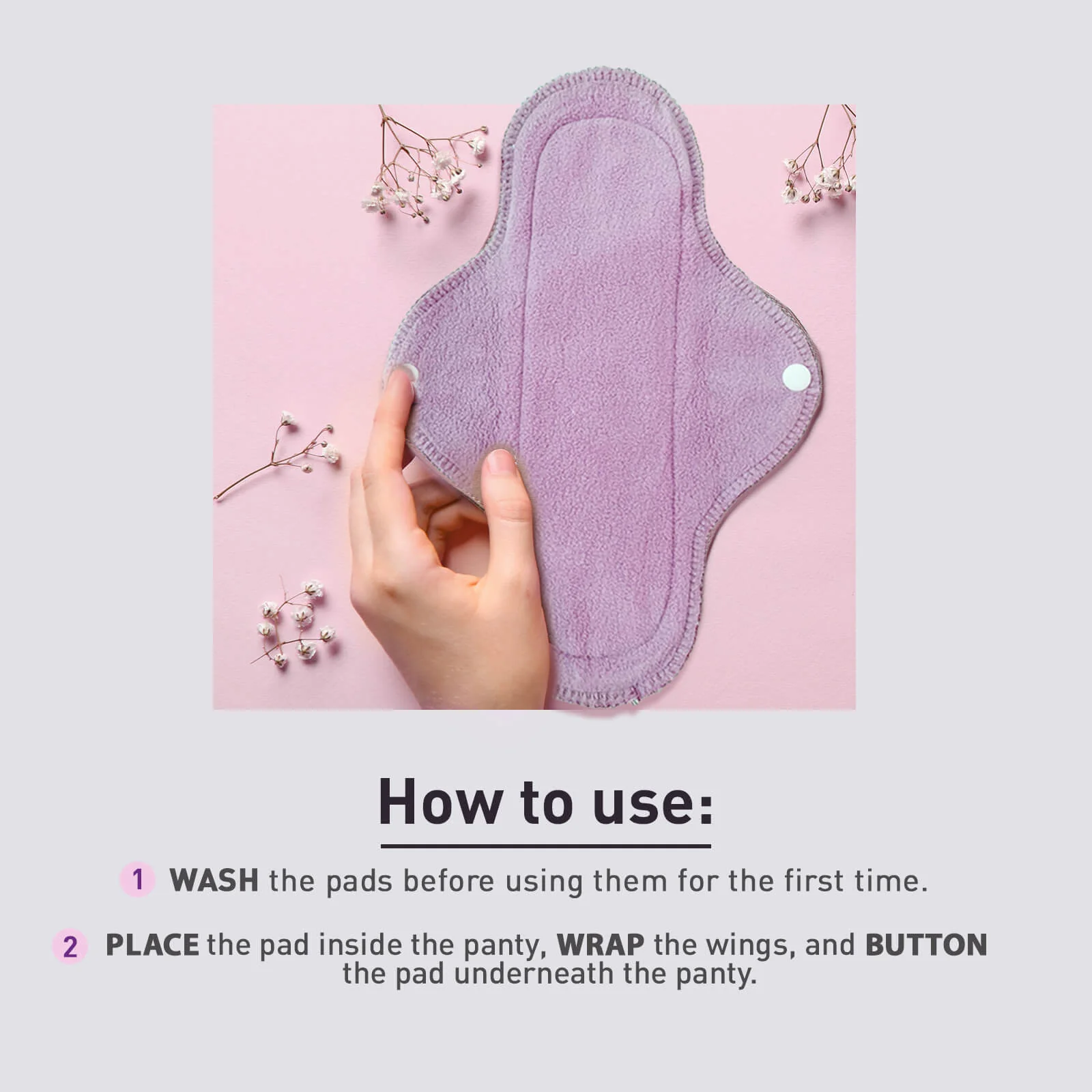Reusable Sanitary Pads (1 Pack of 4 Pads) - Image 5