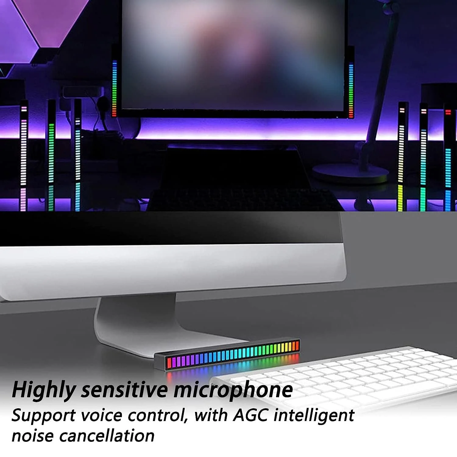 RhythmX: Voice-Activated RGB Light Bar with 40-Bit Pickup & Sound Reactive LED for Music, Desktop & Car Ambience - Image 5