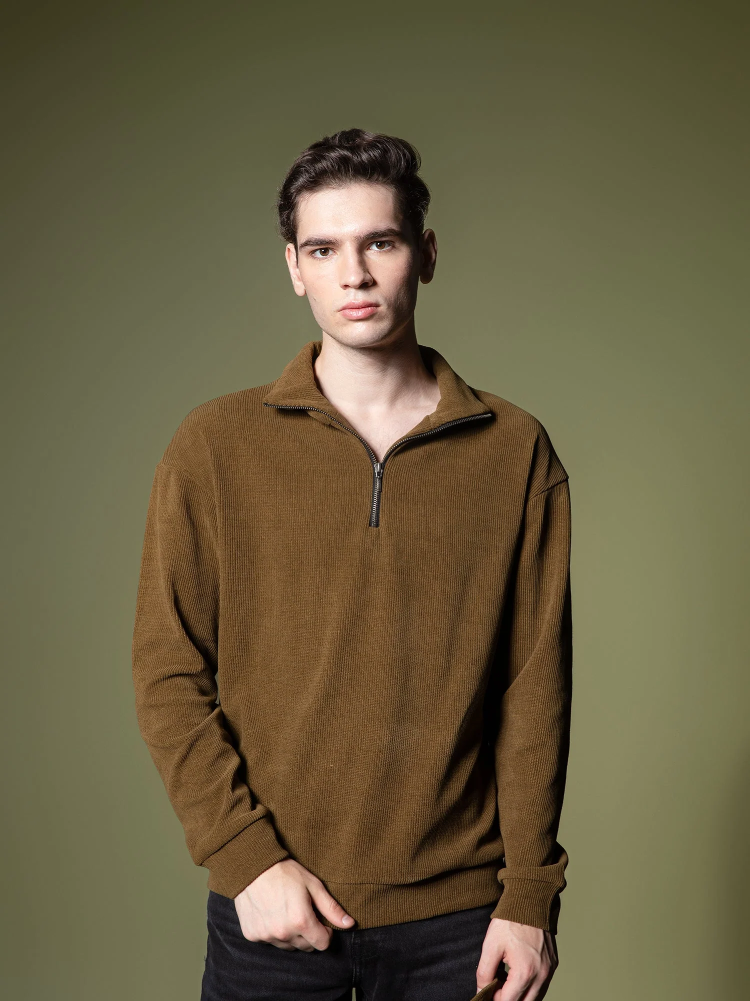 Ribbed quarter-zip sweatshirt - Image 80