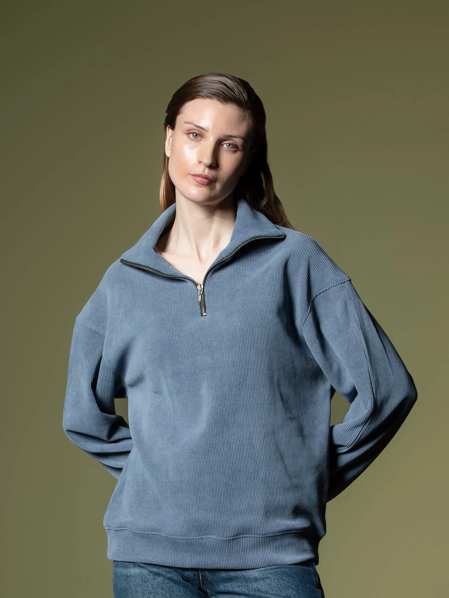 Ribbed quarter-zip sweatshirt - Image 2