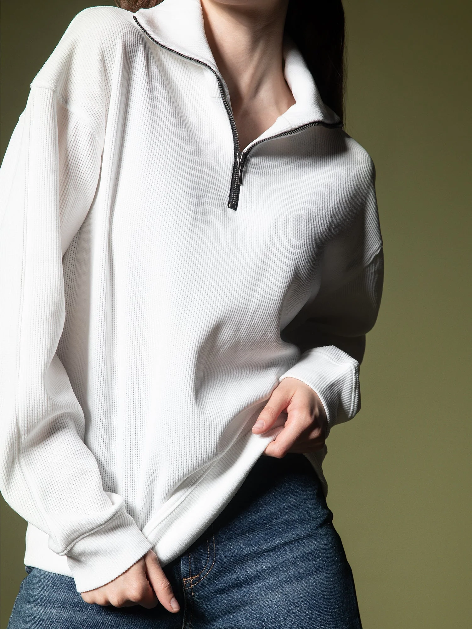 Ribbed quarter-zip sweatshirt - Image 11