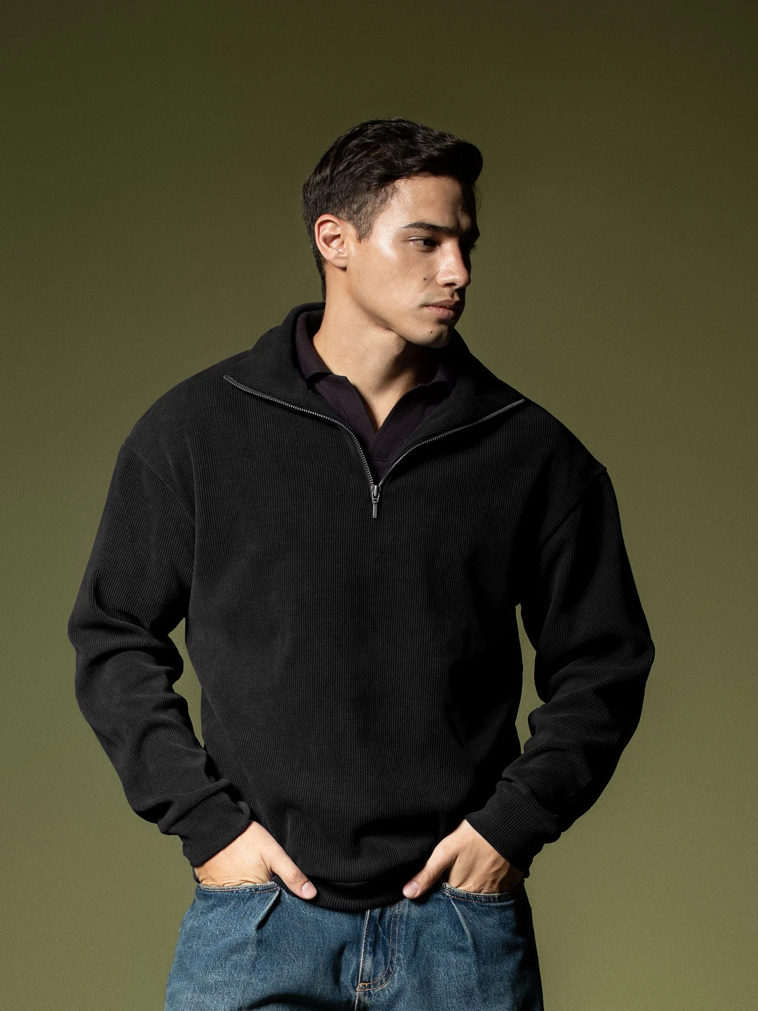 Ribbed quarter-zip sweatshirt - Image 49