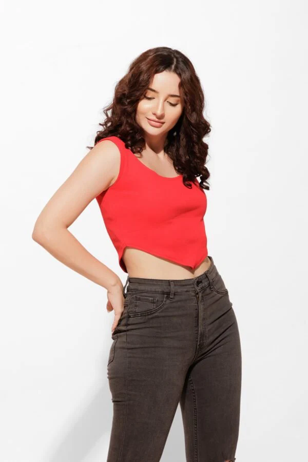 Ribbed Red Cotton Crop – Perfect for Casual Days - Image 5