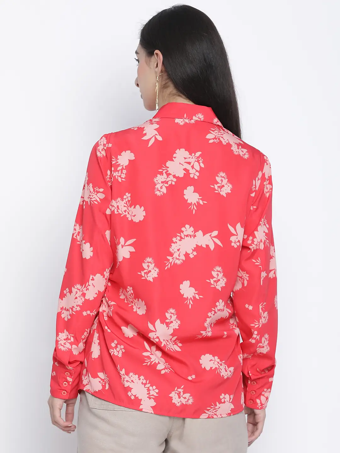 Rizzling Red Floral Print Women Shirt - Image 5