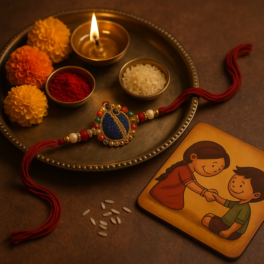Rock Bro Rakhi with Coaster & Kumkum Chawal | Designer Rakhi Gift Combo for Brother | Raksha Bandhan Special