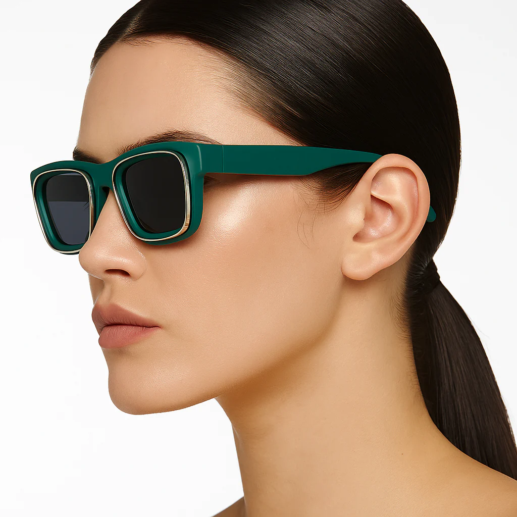 Rogue Green Black Square Sunglasses - Image 3