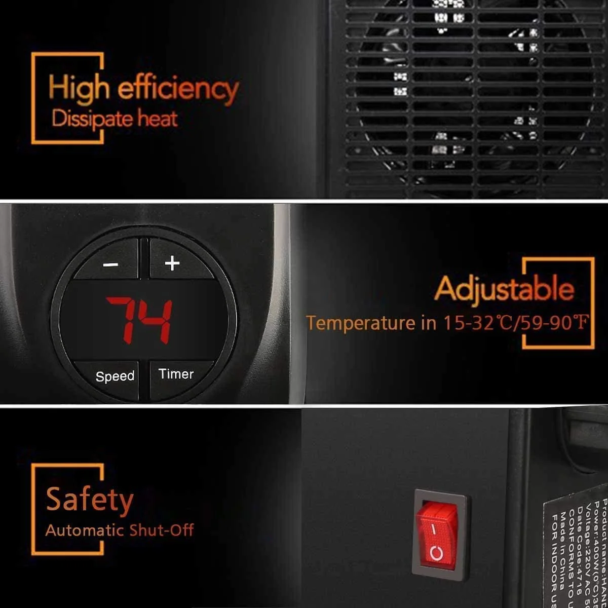 Roomie: Portable 400W Wall Socket Heater with LED Display & Adjustable Temperature Control for Home & Office - Image 5