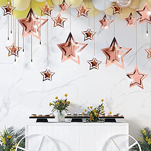 Rose Gold 3D Star Shape Hanging Party Decoration Kit (Pack of 11) - Image 2
