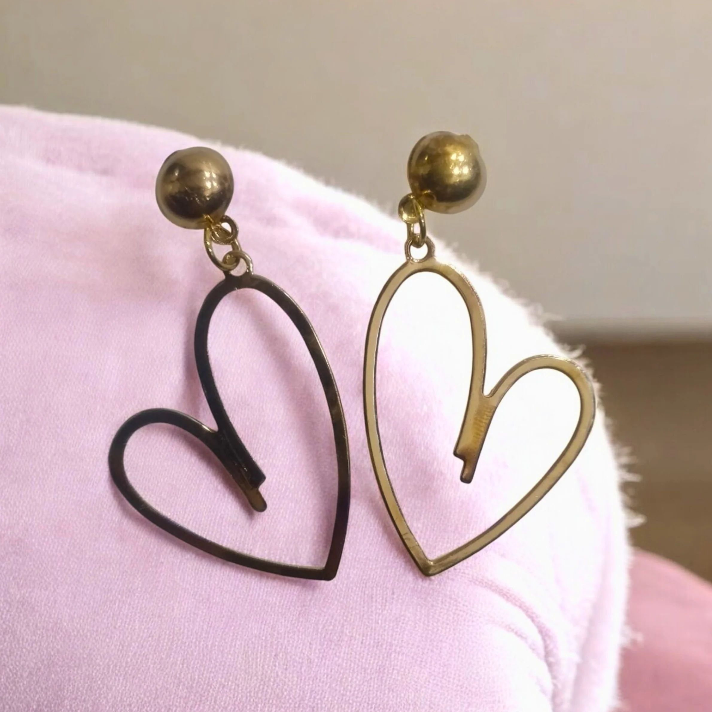 Rose Gold Heart Drop Earring - Image 2