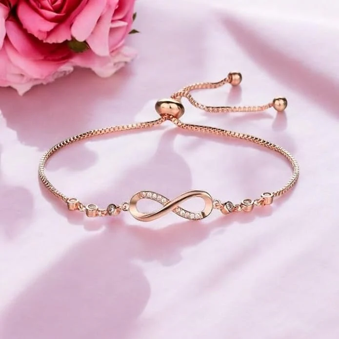 Rose Gold Plated Adjustable Charm Bracelet For Women And Girls - Image 2