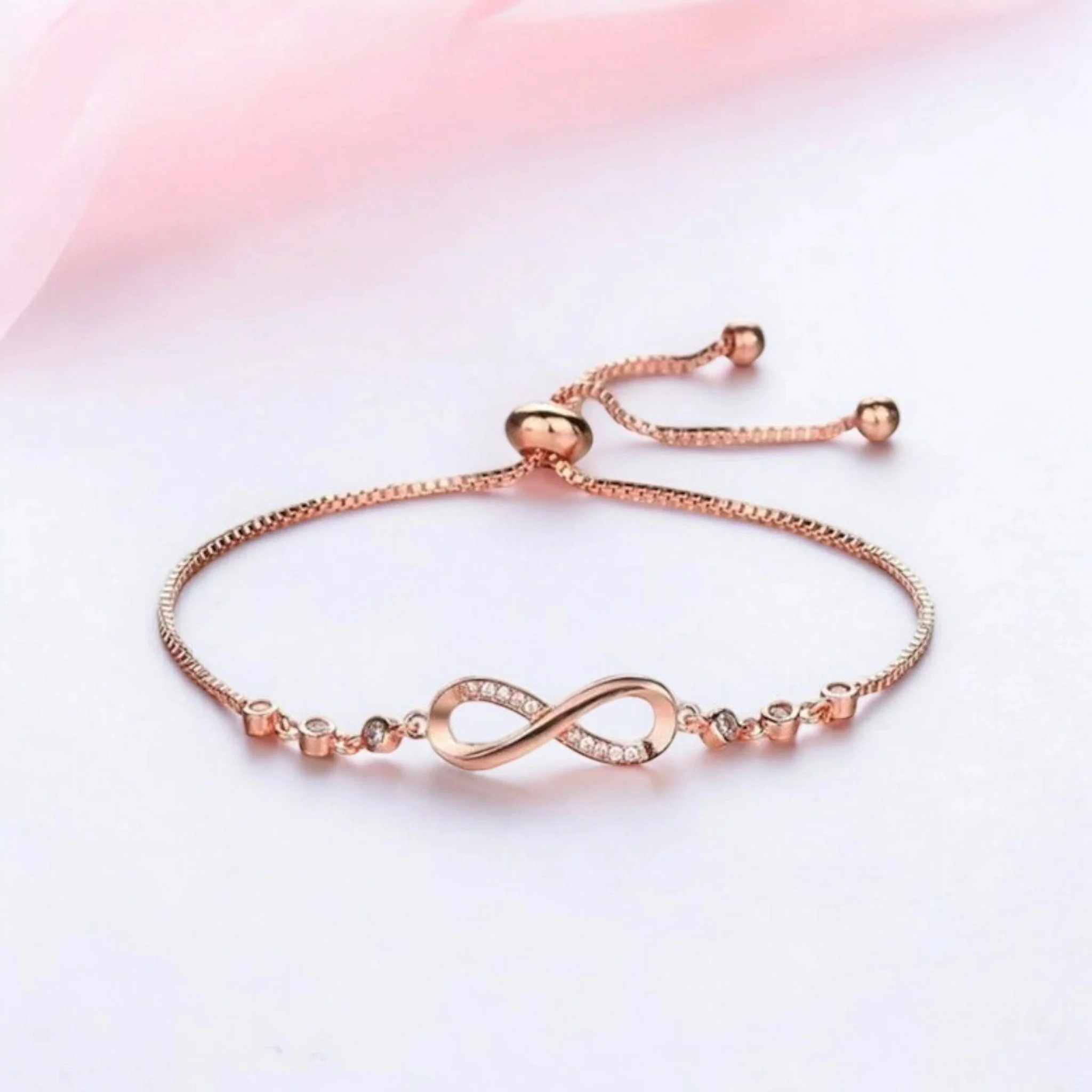 Rose Gold Plated Adjustable Charm Bracelet For Women And Girls - Image 6