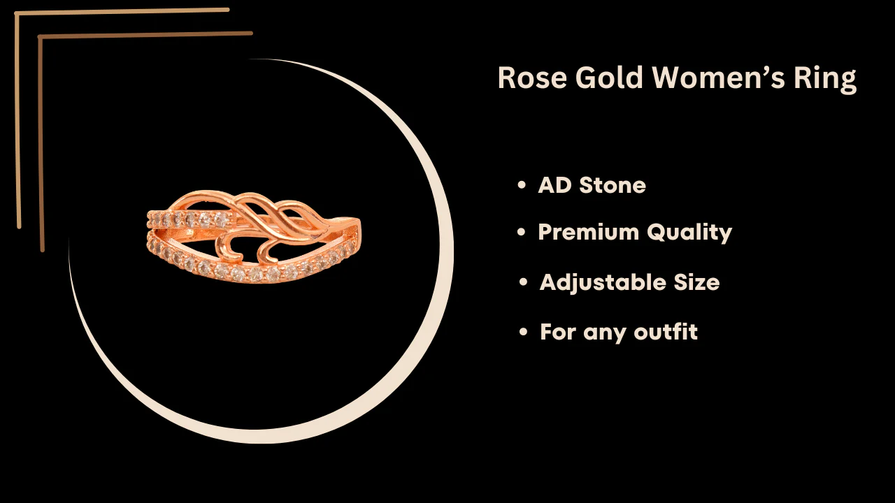 Rose Gold Plated | American Diamond Studded | Adjustable | Finger Ring For Women And Girls, Style 13 - Image 6