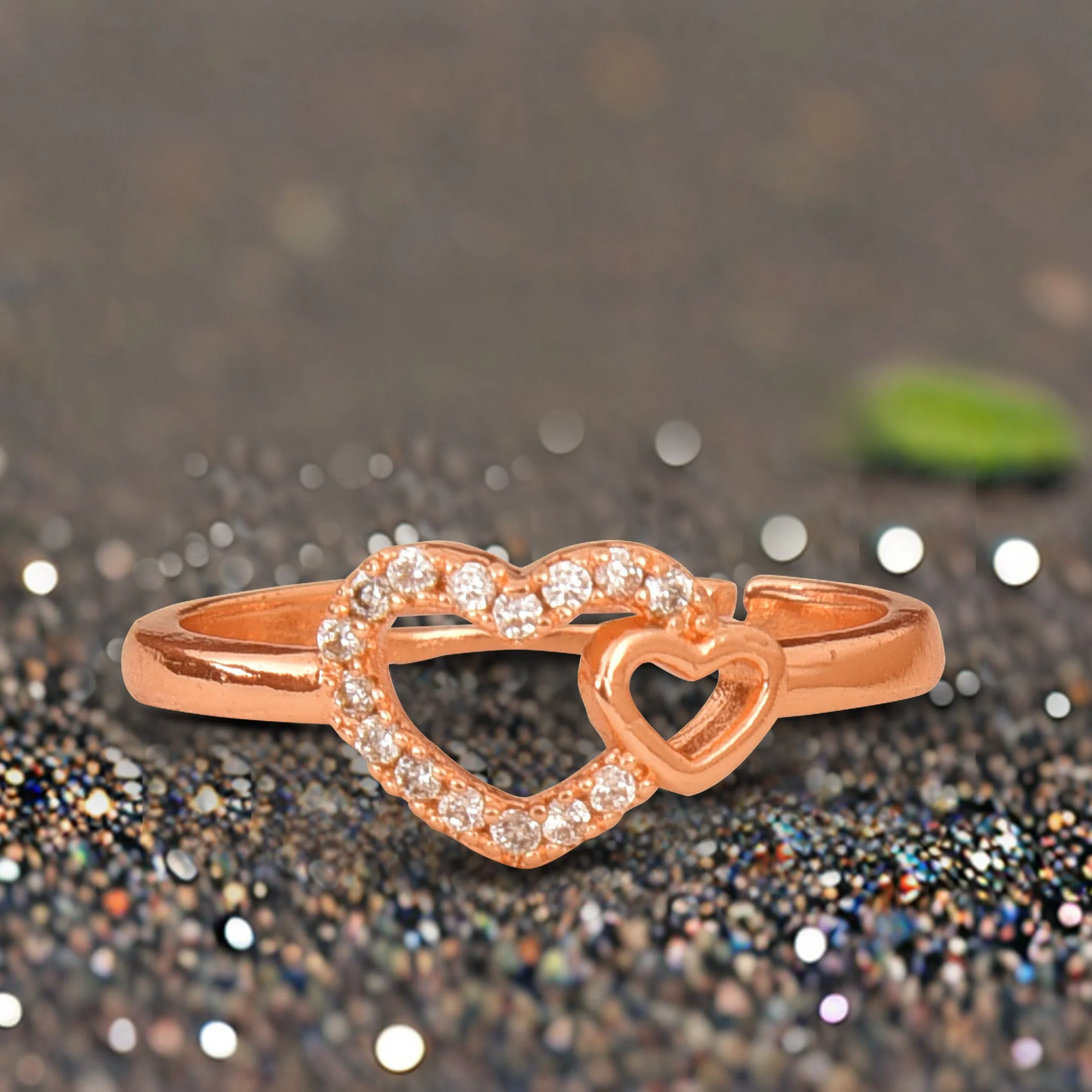 Rose Gold Plated | American Diamond Studded | Adjustable | Finger Ring For Women And Girls, Style 15 - Image 4