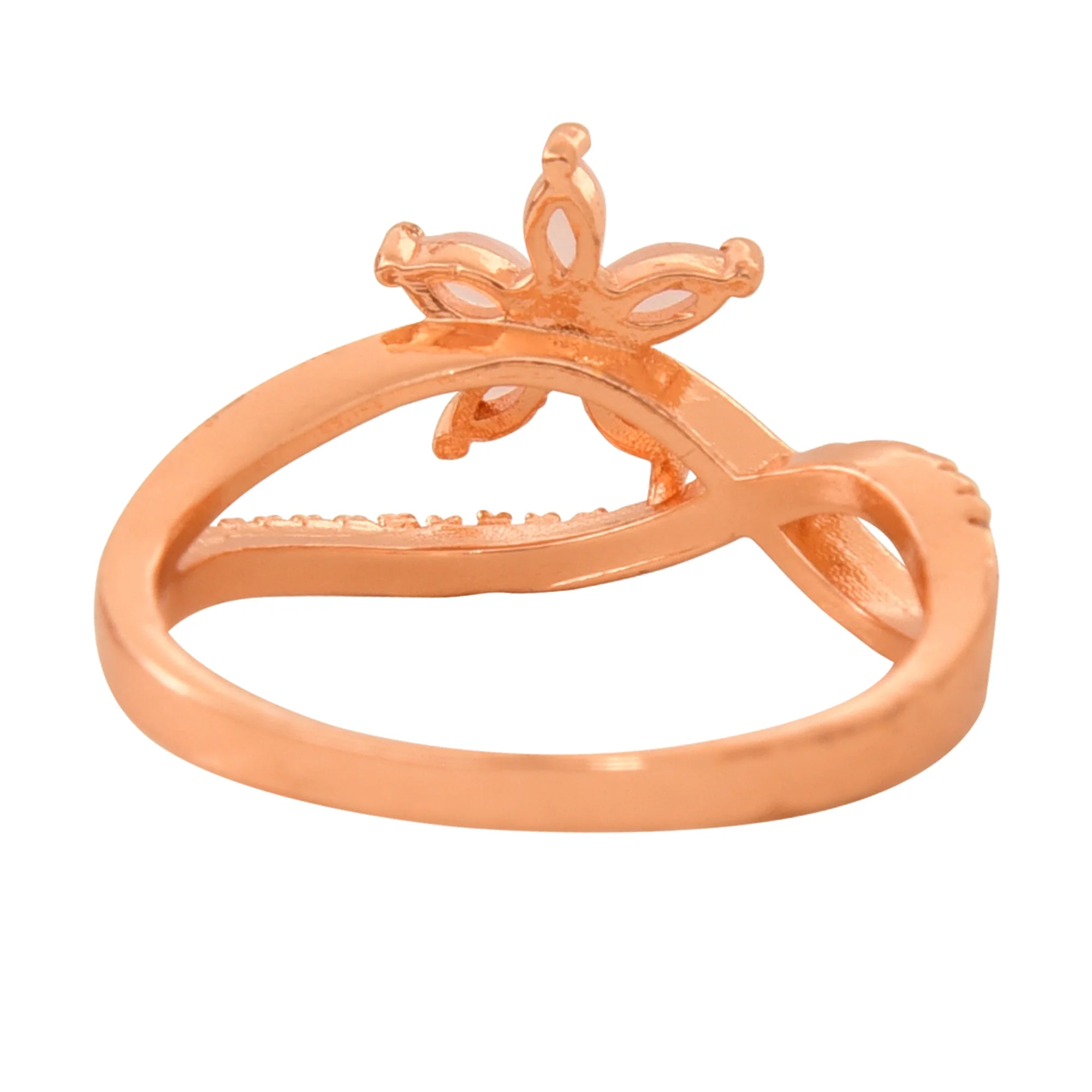 Rose Gold Plated | American Diamond Studded | Adjustable | Finger Ring For Women And Girls, Style 18 - Image 3