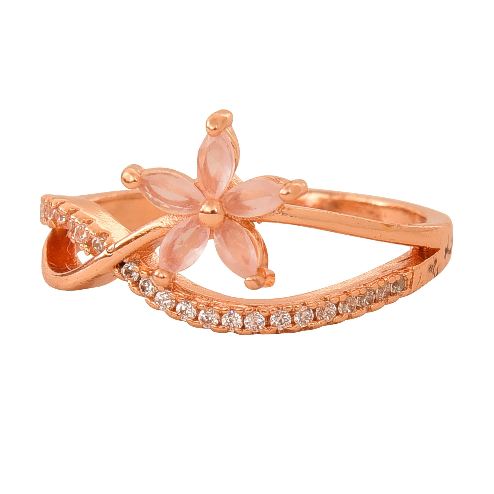 Rose Gold Plated | American Diamond Studded | Adjustable | Finger Ring For Women And Girls, Style 18 - Image 48