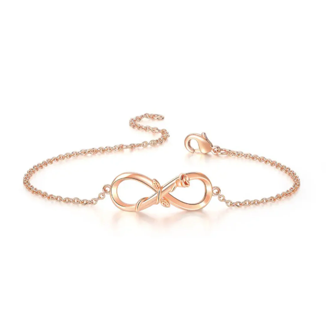 Rose Gold Plated Designer Infinity Shape Cubic Zirconia Cz Adjustable Chain Bracelet - Image 4