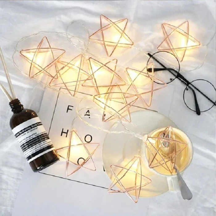Rose Gold Star LED Light with 10 Lamps - Image 7