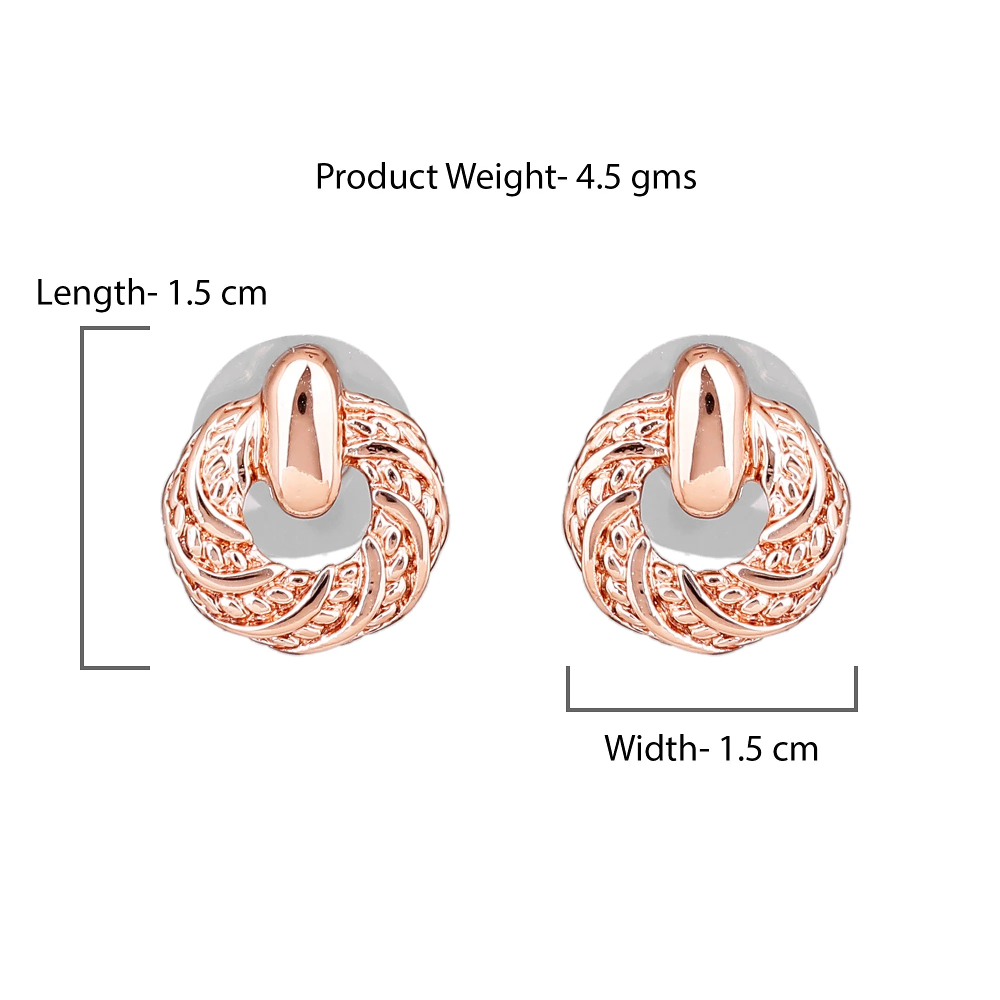 Rose Gold Tone Plated Round Stud Earring - Image 9