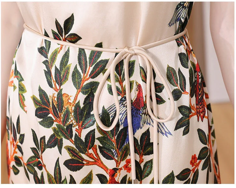 Rose Printed Satin Dress - Image 5