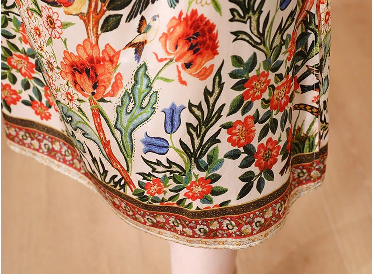Rose Printed Satin Dress - Image 6