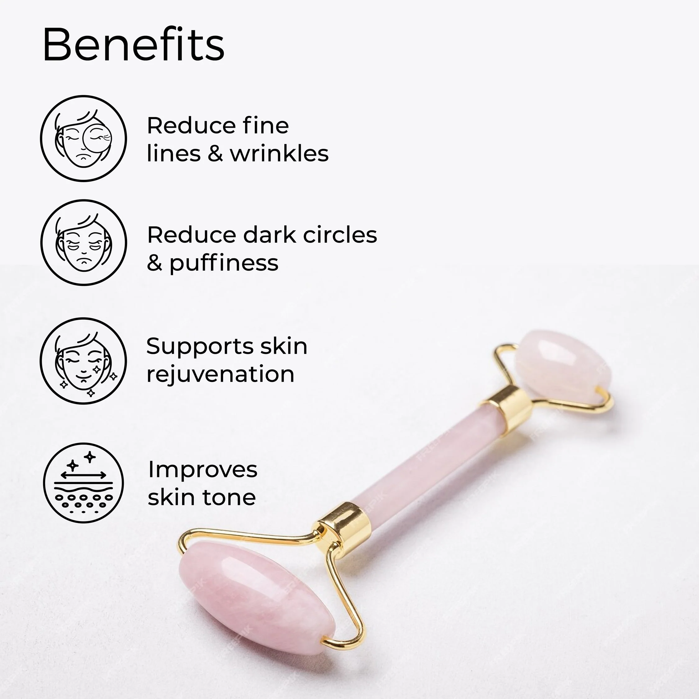 Rose Quartz Facial Roller For Skin Rejuvenation - Image 3