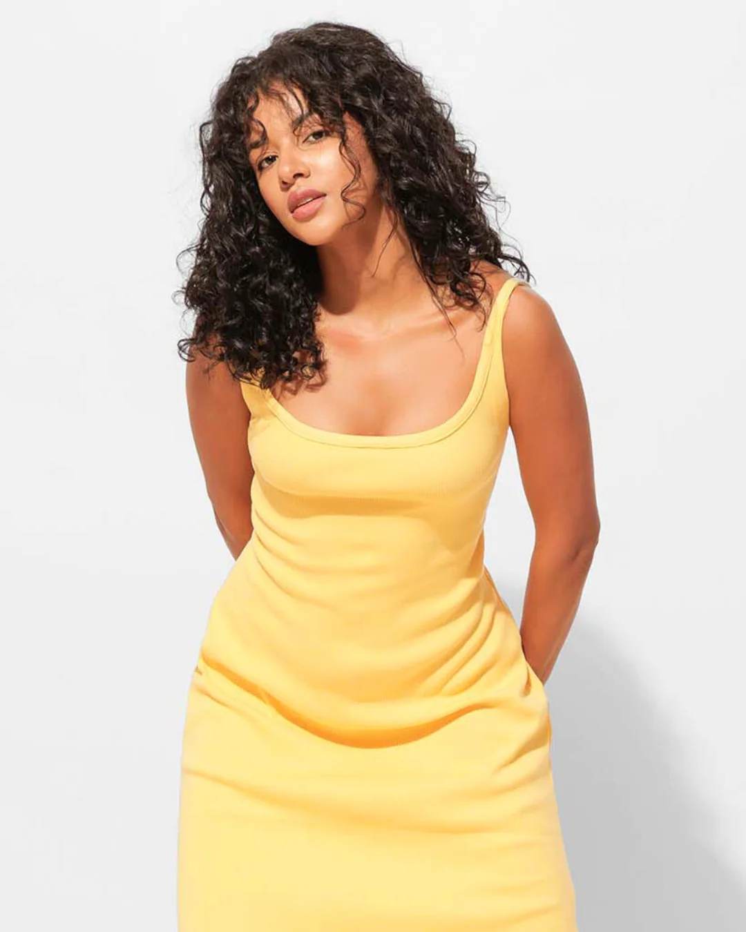 Round Neck Ribbed Knit Bodycon Midi Dress - Image 3